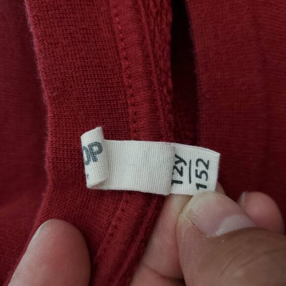 Popupshop Sweater Youth 12Y 152 Red Organic Cotton Crewneck Pullover Fleece Top - Picture 6 of 8